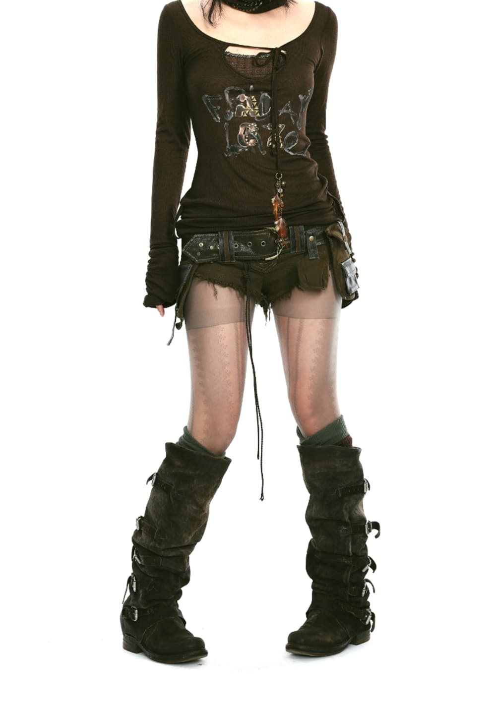 OPEN AESTHETIC丨Low-Rise Shorts w/ Belt & Pockets - PSYLOS 1, OPEN AESTHETIC丨Low-Rise Shorts w/ Belt & Pockets, Shorts, OPEN AESTHETIC, PSYLOS 1